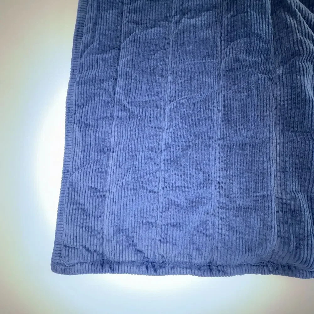 Pottery Barn Teen Emerson 2 Navy Blue Corduroy Pillow Shams European Square